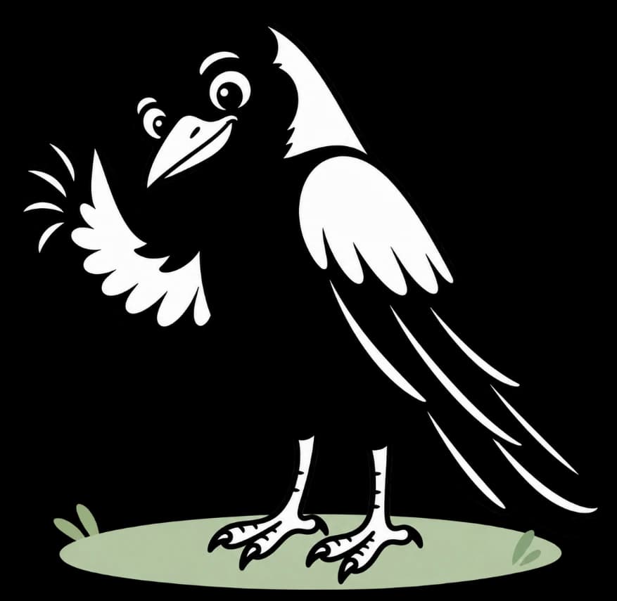 Monty the magpie, waving